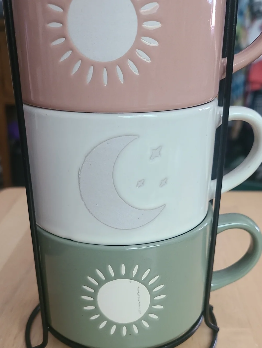 Thyme &Table Stackable Moon & Sun Ceramic Mugs - Navy, Blush, Cream, Sage